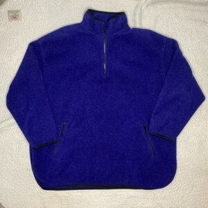 Eddie Bauer Blue Fleece Quarter Zip Pullover: Size Extra Large